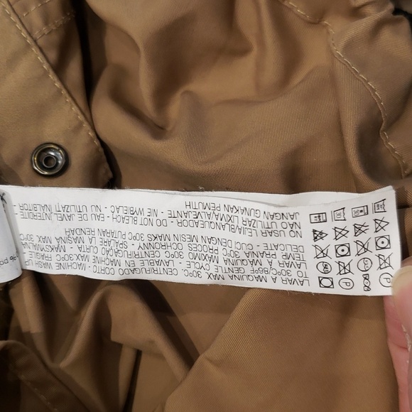 Zara Hooded Jacket Raincoat Women's Brown Gold Zipper Side Pockets Draw st - Picture 10 of 10
